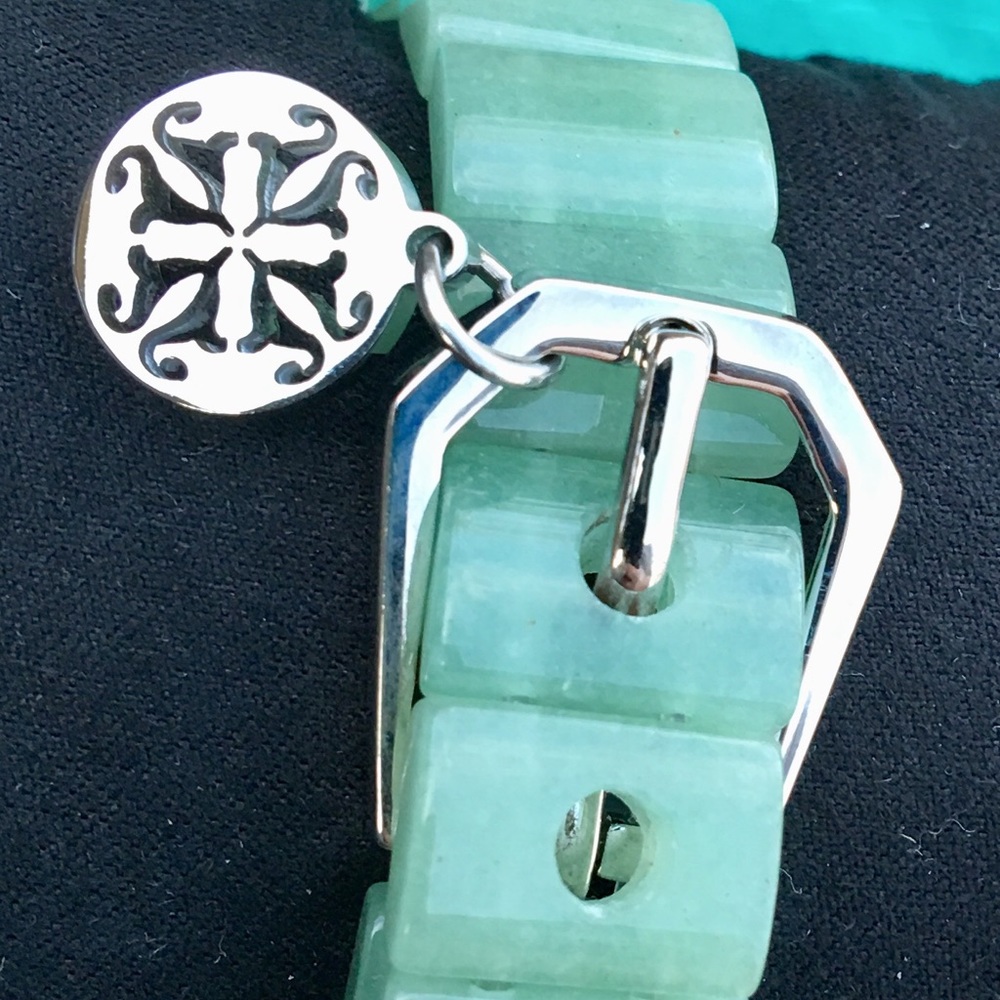 Rustic Cuff Jade Green Charay w Silver Buckle